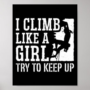 Póster Chica escaladora de montaña Bouldering