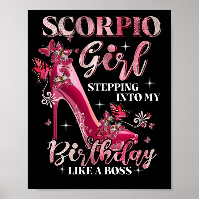 Póster Chica Escorpio En Mi Cumpleaños Como Jefe (Frente)