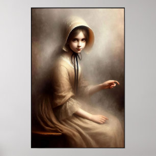 Póster Chica espeluznante de la era victoriana en pared