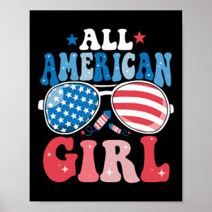 Póster Chica Estadounidense Sombra A Familia El 4 De Juli