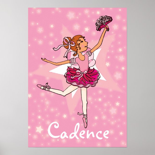 Póster Chica estrella de bailarina rosa Ballerina poster  (Frente)