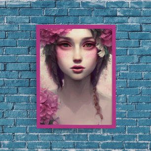 Póster Chica Etérea con Pecas Rosadas