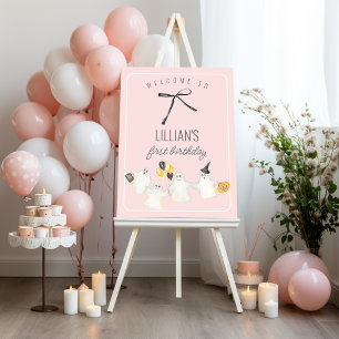 Póster Chica Fantasma de cumpleaños y Black Bow Baby Show
