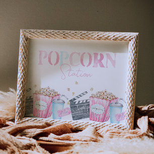 Póster Chica Fiesta Película Rótulo Popcorn