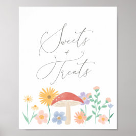 Póster Chica floral de hadas Dulces de cumpleaños y Rótul