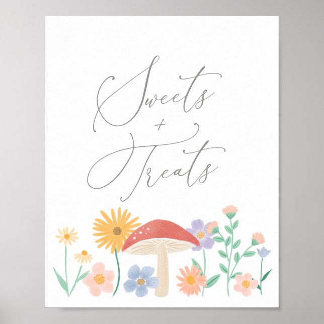 Póster Chica floral de hadas Dulces de cumpleaños y Rótul (Frente)