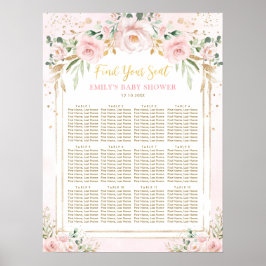 Póster Chica floral de Rubor rosa Boho Baby Shower