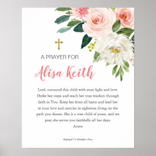 Póster Chica Floral Imprimible Baptism Poster de regalo