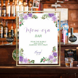 Póster Chica floral Mom-osa Purple Spring Baby Shower