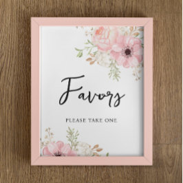 Póster Chica floral rosado signo de los favoritos de Baby