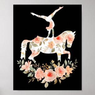 Póster Chica floral Vaulting Riding Equestrian Horse Chic