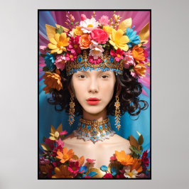 Póster Chica floral y mujer cuajada en foto