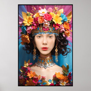 Póster Chica floral y mujer cuajada en foto