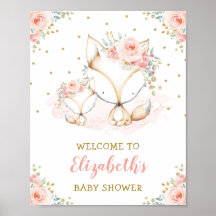 Chica Fox Rubor Pink Floral Baby Shower Welcome