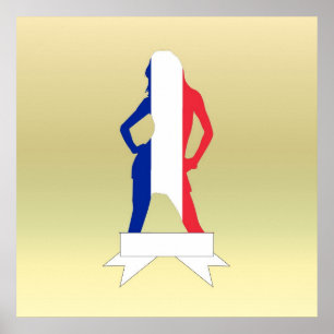 Póster Chica francés sobre fondo de oro