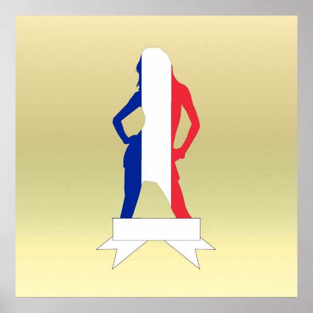 Póster Chica francés sobre fondo de oro (Frente)