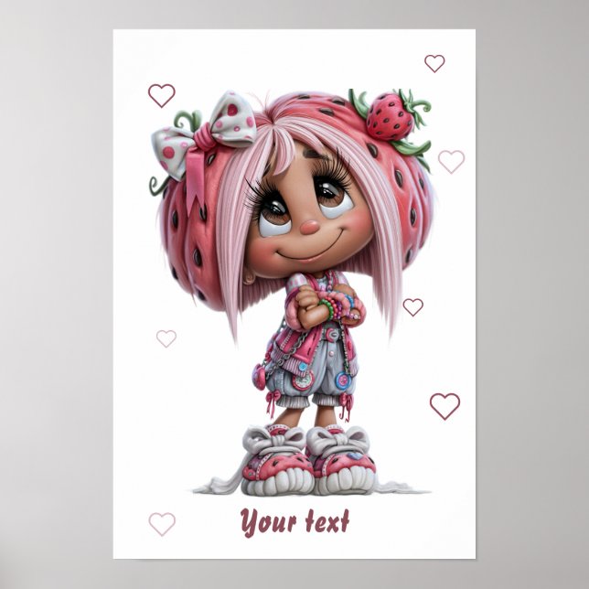 Póster Chica Fresa Linda Personalizada (Frente)