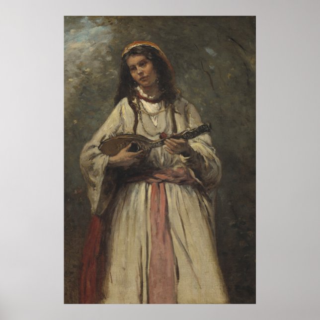 Póster Chica gitano con Mandolin (Frente)