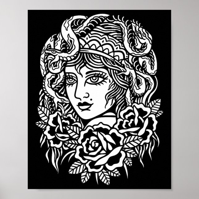 Póster Chica gitano serpiente estadounidense tradicional  (Frente)