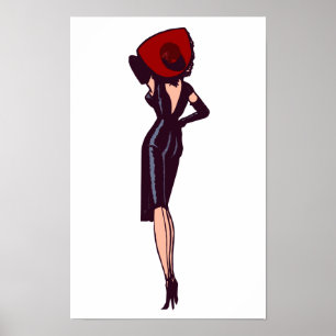 Póster Chica Glamurosa Retro Pinup Vintage Preciosa