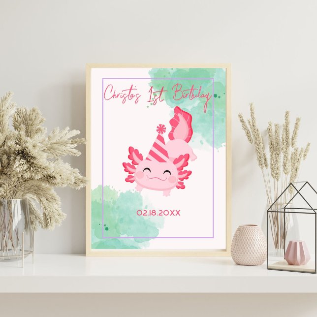 Póster Chica Gorra de cumpleaños rosado Axolotl Bienvenid (Subido por el creador)