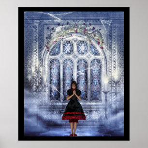 Póster Chica gótico en una catedral