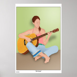 Póster Chica+guitarra