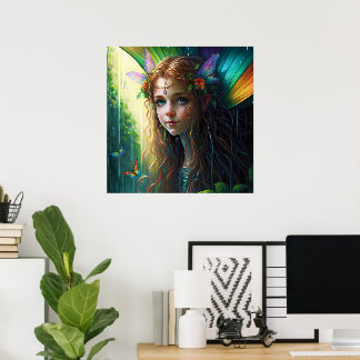 Póster Chica Hada Arcoíris de Fantasía