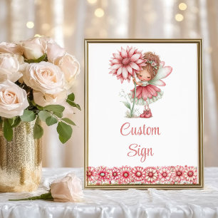Póster Chica Hada Caprichosa Cumpleaños Floral Sonrojo Pe