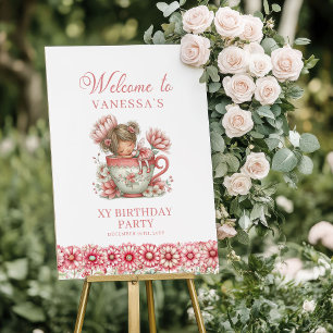 Póster Chica Hada Encantadora Cumpleaños Floral Bienvenid