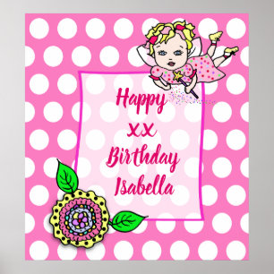 Póster Chica Hada Rubia Bonita Feliz Cumpleaños