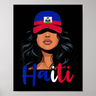 Póster Chica haitiana bandera de Haití Orgullosa mujer ha