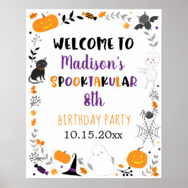 Póster Chica Halloween Spooktacular Cumpleaños Bienvenida