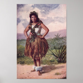 Póster Chica hawaiano (Circa 1900)