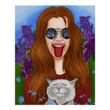 Chica hippie con un gato