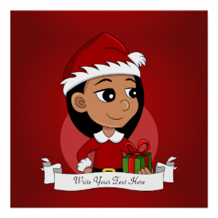 Póster Chica hispánico con pelo largo y negro