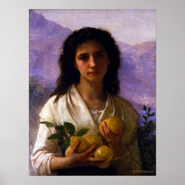 Póster Chica Holding Lemons W.A. Bouguereau Canvas (Frente)