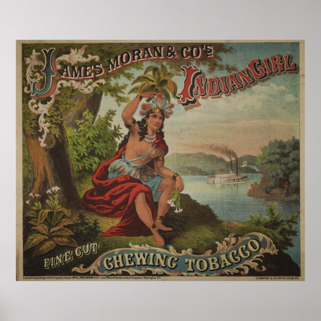 Póster Chica indio masticando tabaco [1874] (Frente)