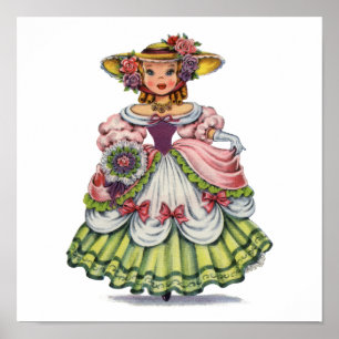 Póster Chica inglesa vintage con vestido isabelino