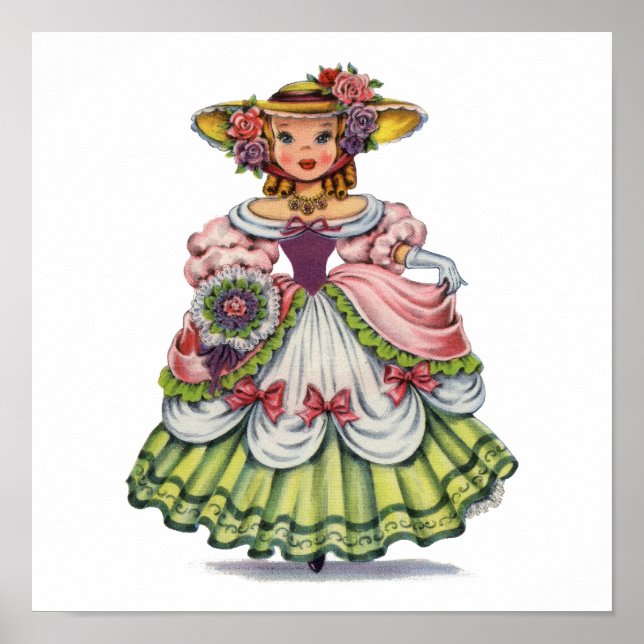 Póster Chica inglesa vintage con vestido isabelino (Frente)