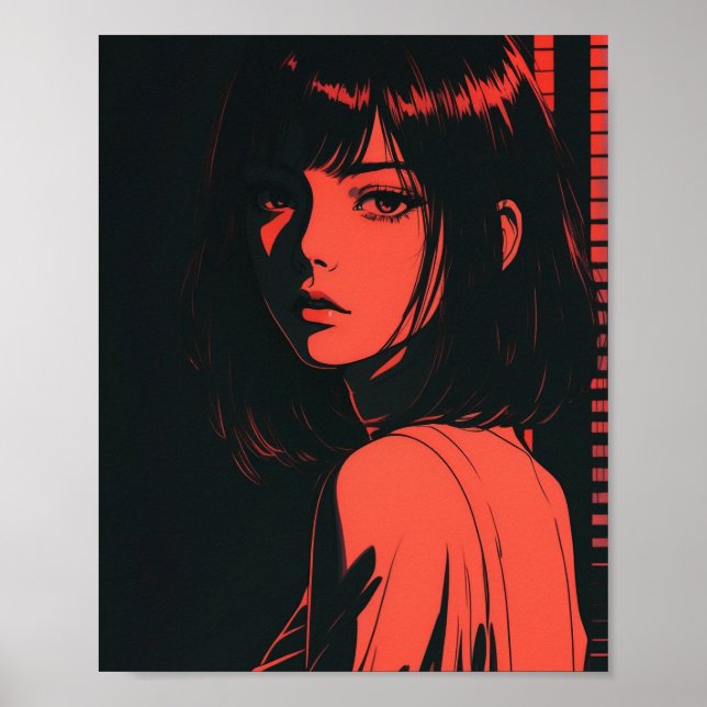 Póster Chica Insistente del Anime Rojo (Frente)