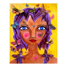 Chica insular con Poster de mariposas