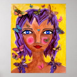 Póster Chica insular con Poster de mariposas