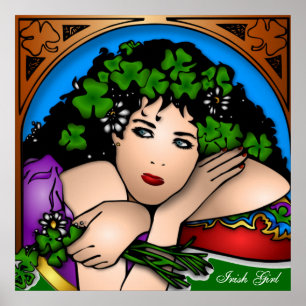 Póster Chica irlandesa con piedras en el cabello de St. P