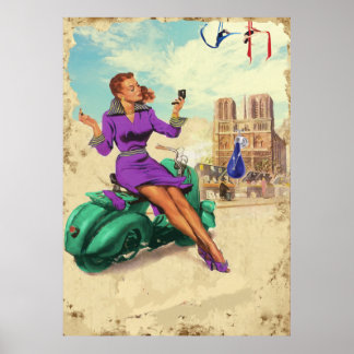 Póster Chica italiano de época