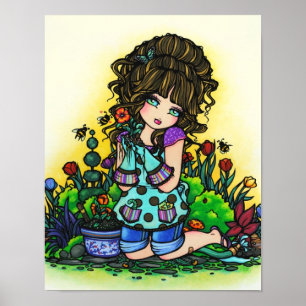 Póster Chica Jardín Bumblebee Tulip Art por Hannah Lynn