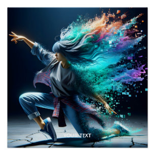 Póster Chica joven bailando de fantasía linda