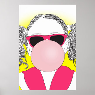 Póster chica joven con una burbuja