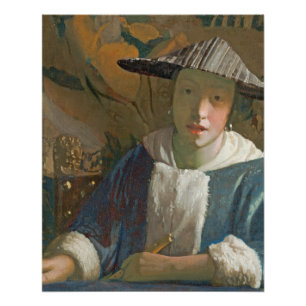 Póster Chica joven con una flauta, c.1665-70