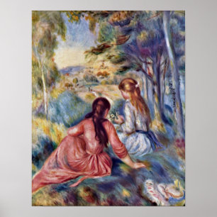 Póster Chica joven en el prado de Pierre-Auguste Renoir